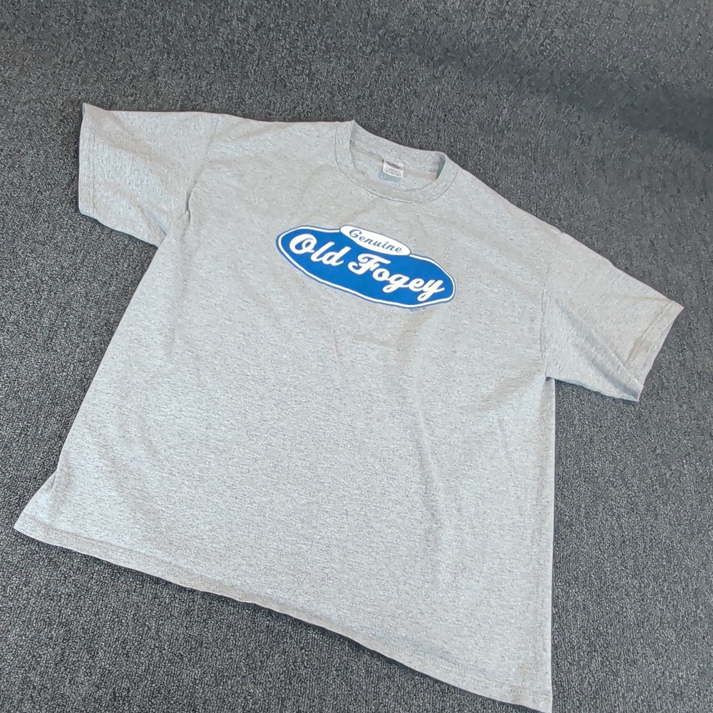Delta Mens T-Shirt XL Gray Cotton Blend Old Fogey Ford Logo Vintage Short Sleeve